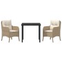 Conjunto de Comedor de Jardín con cojín 3 pcs Beige Poliratán
