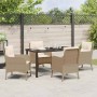 Conjunto de Comedor de Jardín con cojín 5 pcs Beige Poliratán