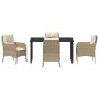 Conjunto de Comedor de Jardín con cojín 5 pcs Beige Poliratán