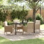 Conjunto de Comedor de Jardín con cojín 5 pcs Beige Poliratán