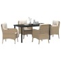 Conjunto de Comedor de Jardín con cojín 5 pcs Beige Poliratán