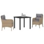 Conjunto de Comedor de Jardín con cojín 3 pcs Beige Poliratán