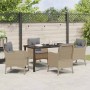 Conjunto de Comedor de Jardín con cojín 5 pcs Beige Poliratán