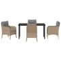 Conjunto de Comedor de Jardín con cojín 5 pcs Beige Poliratán