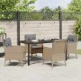 Conjunto de Comedor de Jardín con cojín 5 pcs Beige Poliratán
