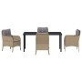 Conjunto de Comedor de Jardín con cojín 5 pcs Beige Poliratán