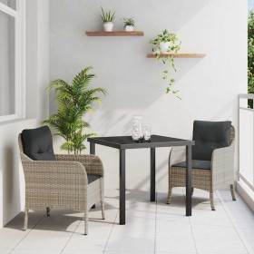 Conjunto de Comedor de Jardín 3 pcs Gris claro Poliratán
