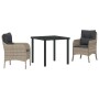 Conjunto de Comedor de Jardín 3 pcs Gris claro Poliratán