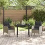 Conjunto de Comedor de Jardín 3 pcs Gris claro Poliratán