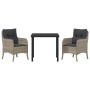 Conjunto de Comedor de Jardín 3 pcs Gris claro Poliratán