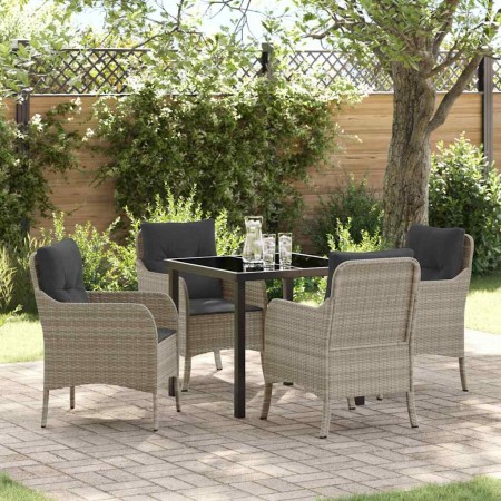 Conjunto de Comedor de Jardín 5 pcs Gris claro Poliratán