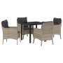 Conjunto de Comedor de Jardín 5 pcs Gris claro Poliratán