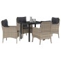 Conjunto de Comedor de Jardín 5 pcs Gris claro Poliratán