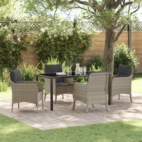 Conjunto de Comedor de Jardín 5 pcs Gris claro Poliratán