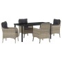 Conjunto de Comedor de Jardín 5 pcs Gris claro Poliratán