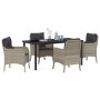 Conjunto de Comedor de Jardín 5 pcs Gris claro Poliratán
