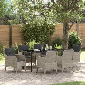 Conjunto de Comedor de Jardín 7 pcs Gris claro Poliratán