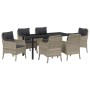 Conjunto de Comedor de Jardín 7 pcs Gris claro Poliratán