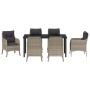 Conjunto de Comedor de Jardín 7 pcs Gris claro Poliratán