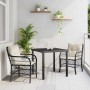 Conjunto de Comedor de Jardín con cojín 3 pcs Negro Poliratán