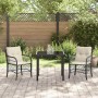 Conjunto de Comedor de Jardín con cojín 3 pcs Negro Poliratán