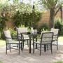 Conjunto de Comedor de Jardín con cojín 5 pcs Negro Poliratán