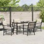 Conjunto de Comedor de Jardín con cojín 5 pcs Negro Poliratán