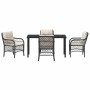 Conjunto de Comedor de Jardín con cojín 5 pcs Negro Poliratán