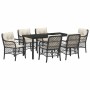 Conjunto de Comedor de Jardín con cojín 7 pcs Negro Poliratán