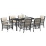 Conjunto de Comedor de Jardín con cojín 7 pcs Negro Poliratán