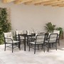 Conjunto de Comedor de Jardín con cojín 7 pcs Negro Poliratán