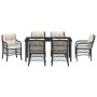 Conjunto de Comedor de Jardín con cojín 7 pcs Negro Poliratán