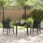 Conjunto de Comedor de Jardín con cojín 3 pcs Negro Poliratán