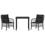 Conjunto de Comedor de Jardín con cojín 3 pcs Negro Poliratán