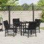 Conjunto de Comedor de Jardín con cojín 5 pcs Negro Poliratán