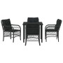 Conjunto de Comedor de Jardín con cojín 5 pcs Negro Poliratán