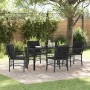 Conjunto de Comedor de Jardín con cojín 5 pcs Negro Poliratán