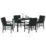 Conjunto de Comedor de Jardín con cojín 5 pcs Negro Poliratán