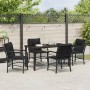 Conjunto de Comedor de Jardín con cojín 5 pcs Negro Poliratán