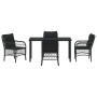 Conjunto de Comedor de Jardín con cojín 5 pcs Negro Poliratán