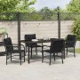 Conjunto de Comedor de Jardín con cojín 5 pcs Negro Poliratán