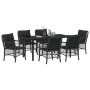 Conjunto de Comedor de Jardín con cojín 7 pcs Negro Poliratán