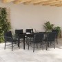 Conjunto de Comedor de Jardín con cojín 7 pcs Negro Poliratán