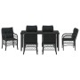Conjunto de Comedor de Jardín con cojín 7 pcs Negro Poliratán