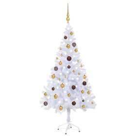 Árbol de Navidad artificial con LEDs y bolas 150 cm 380 ramas