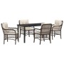 Conjunto de Comedor de Jardín con cojín 5 pcs Marrón Poliratán