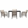 Conjunto de Comedor de Jardín con cojín 5 pcs Marrón Poliratán
