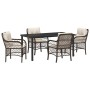 Conjunto de Comedor de Jardín con cojín 5 pcs Marrón Poliratán