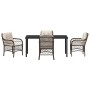 Conjunto de Comedor de Jardín con cojín 5 pcs Marrón Poliratán
