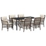 Conjunto de Comedor de Jardín con cojín 7 pcs Marrón Poliratán